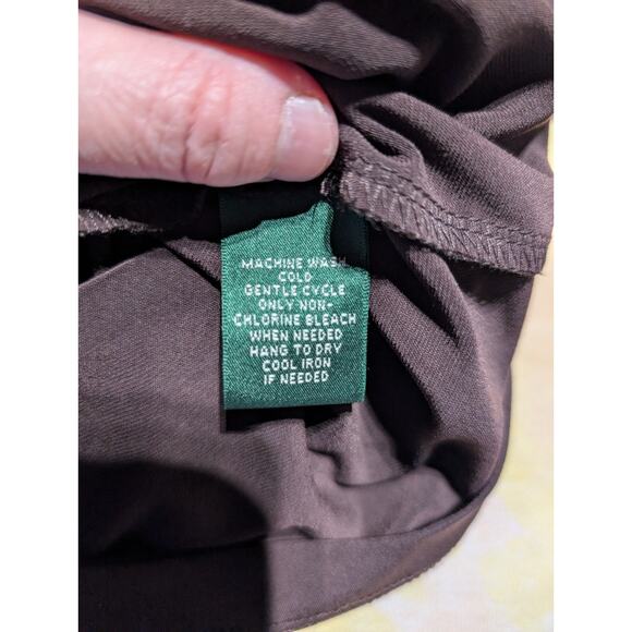 Lauren Ralph Lauren Womens Twist Front Sheath Dress Sz 2 Geometric Print Brown - Picture 5 of 7